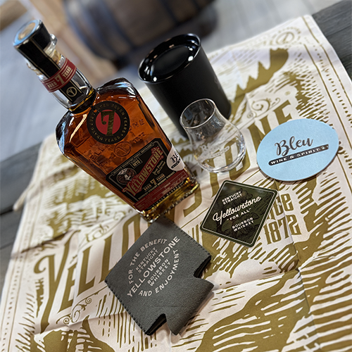 Merch Pack - Yellowstone Kentucky Straight Bleu Single Barrel 119 Proof Bourbon Whiskey 750 ml